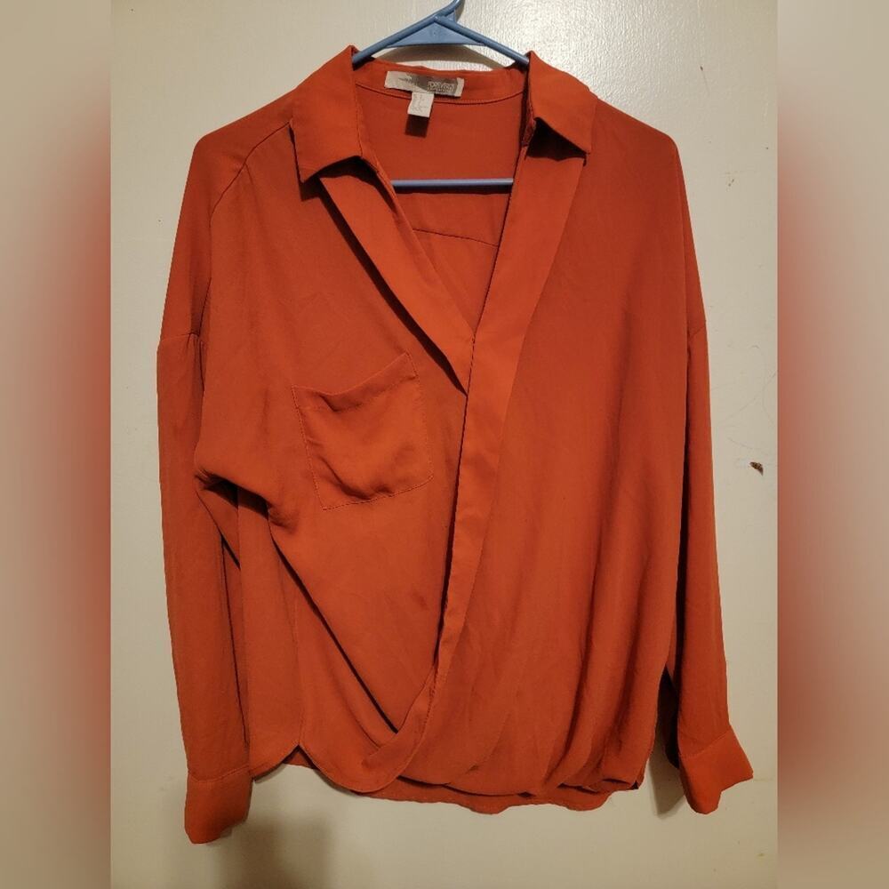 Womens Small Forever 21 Long Sleeve Red Blouse
